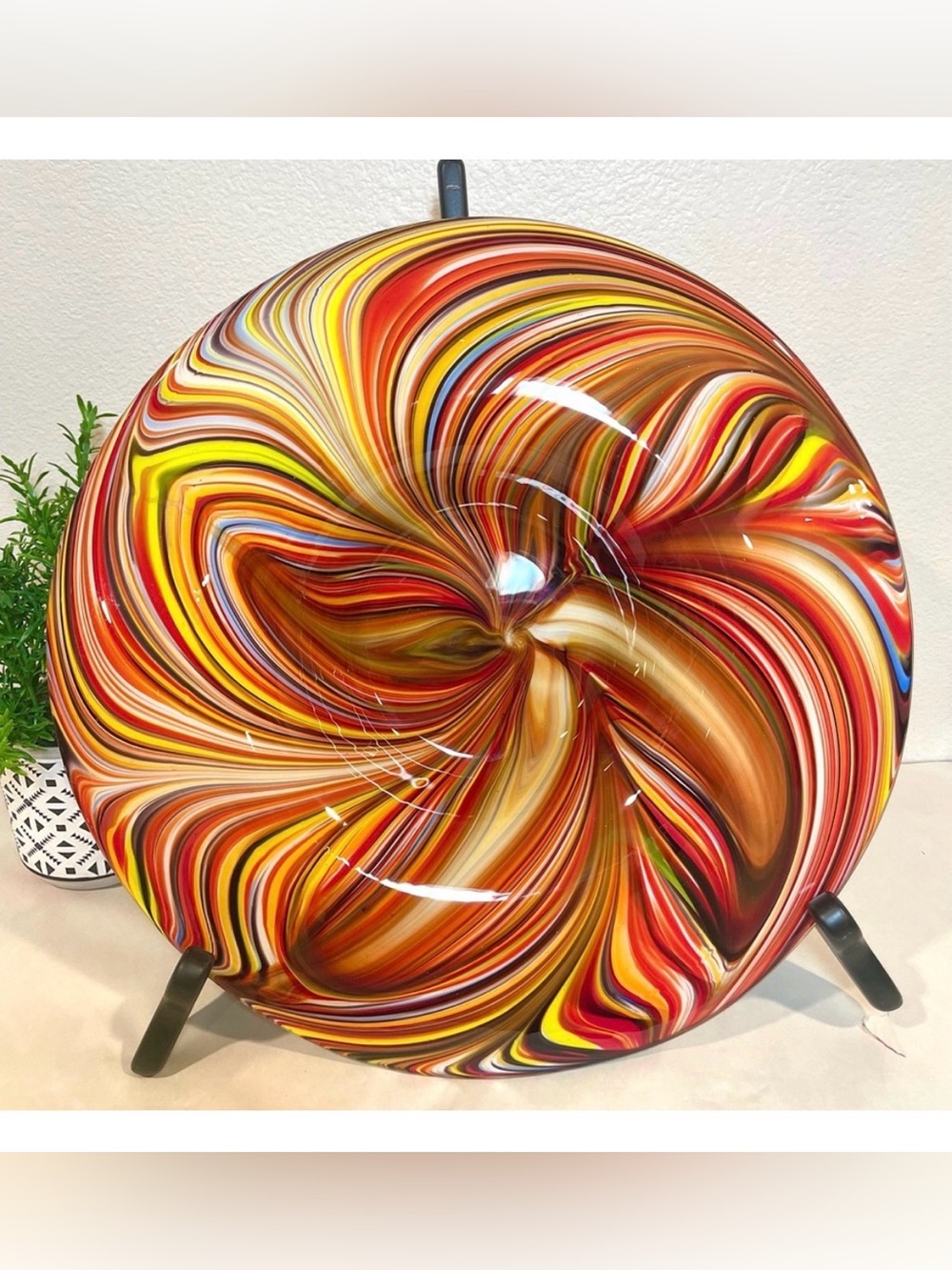 Missoni (Target) Multicolored Swirl Glass Art Plate | Hand Blown Glass | 14” Dia